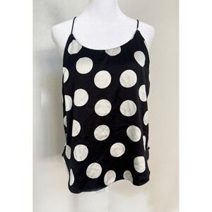 Victoria's Secret Polka Dot Cami Tank Top Black‎ White Spaghetti Strap Medium